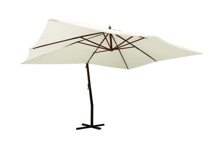 Frihängande parasoll med trästång 400x300 cm sandvit - Vit - Utemöbler & utemiljö - Solskydd - Parasoll - Hängparasoll