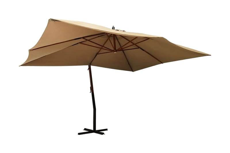 Frihängande parasoll med trästång 400x300 cm taupe - Taupe - Utemöbler & utemiljö - Solskydd - Parasoll - Hängparasoll