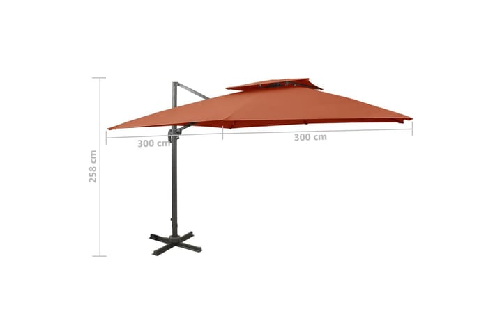 Frihängande parasoll med ventilation 300x300 cm terrakotta - Orange - Utemöbler & utemiljö - Solskydd - Parasoll - Hängparasoll