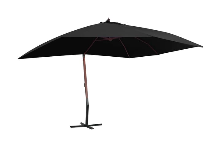 Hängande parasoll med trästång 400x300 cm svart - Svart - Utemöbler & utemiljö - Solskydd - Parasoll - Hängparasoll