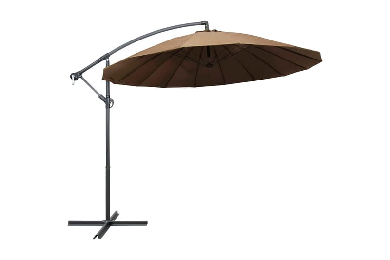 Hängande parasoll taupe 3 m aluminiumstång - Brun - Utemöbler & utemiljö - Solskydd - Parasoll