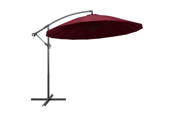 Hängande parasoll vinröd 3 m aluminiumstång - Röd - Utemöbler & utemiljö - Solskydd - Parasoll - Hängparasoll