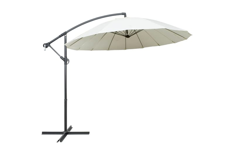 Hängande parasoll vit 3 m aluminiumstång - Vit - Utemöbler & utemiljö - Solskydd - Parasoll - Hängparasoll