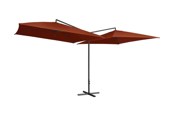 Dubbelt parasoll med stålstång 250x250 cm terrakotta - Brun - Utemöbler & utemiljö - Solskydd - Parasoll