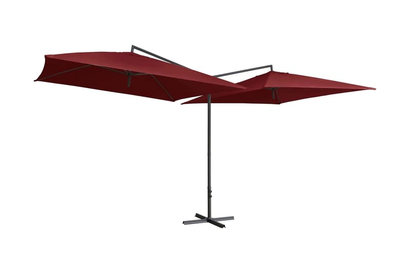Dubbelt parasoll med stålstång 250x250 cm vinröd - Röd - Utemöbler & utemiljö - Solskydd - Parasoll