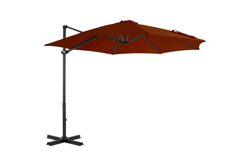 Frihängande parasoll med aluminiumstång terrakotta 300 cm - Orange - Utemöbler - Solskydd - Parasoller