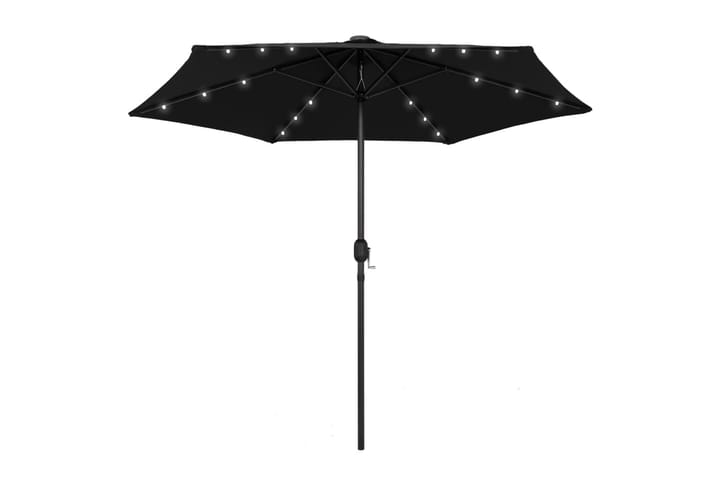 Parasoll med LED-lampor och aluminiumstång 270 cm svart - Svart - Utemöbler & utemiljö - Solskydd - Parasoll