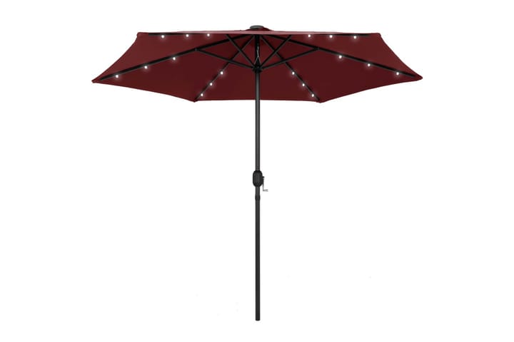Parasoll med LED-lampor och aluminiumstång 270 cm vinröd - Röd - Utemöbler & utemiljö - Solskydd - Parasoll