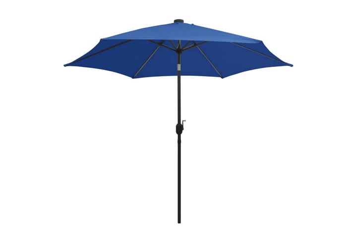 Parasoll med LED-lampor och aluminiumstång 300 cm azurblå - Blå - Utemöbler & utemiljö - Solskydd - Parasoll