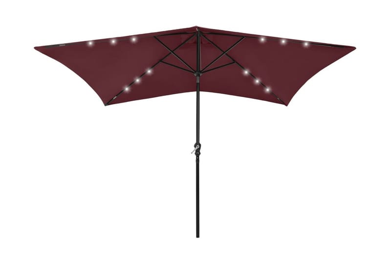 Parasoll med LED och stålstång 2x3 m vinröd - Röd - Utemöbler & utemiljö - Solskydd - Parasoll