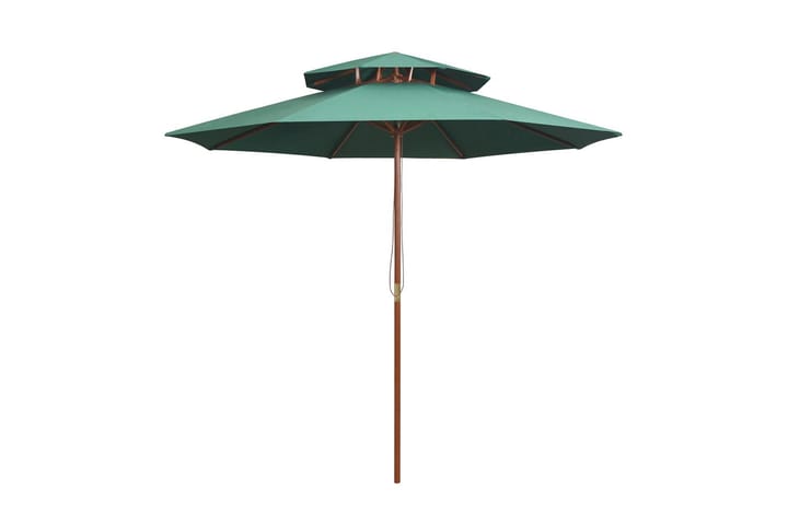 Parasoll med två nivåer 270x270 cm trästång grön - Grön - Utemöbler & utemiljö - Solskydd - Parasoll