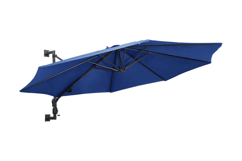 Väggmonterat parasoll med metallstång 300 cm blue - Blå - Utemöbler - Solskydd - Parasoller