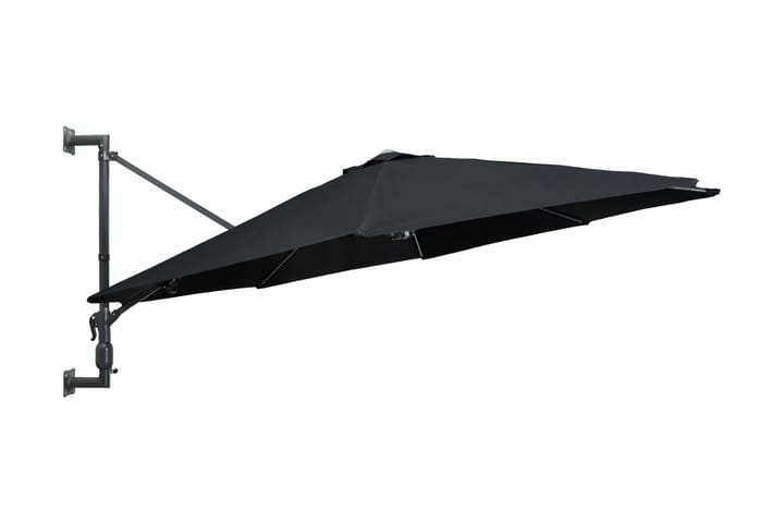 Väggmonterat parasoll med metallstång 300 cm svart