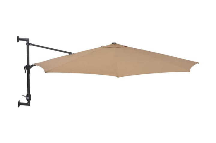 Väggmonterat parasoll med metallstång 300 cm taupe - Brun - Utemöbler & utemiljö - Solskydd - Parasoll