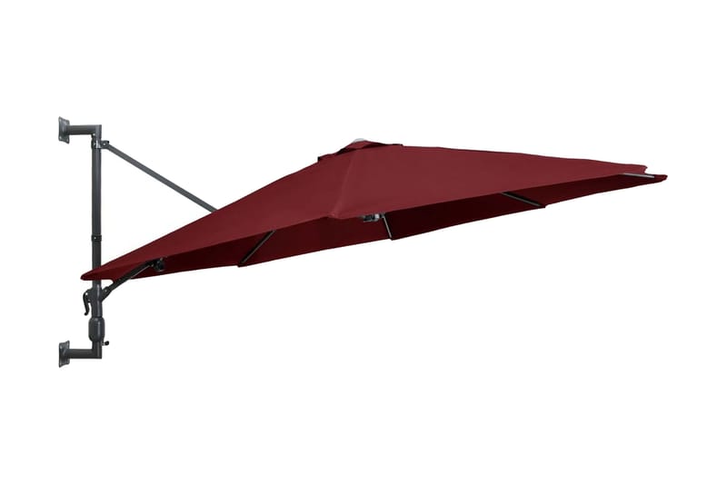 Väggmonterat parasoll med metallstång 300 cm vinröd - Röd - Utemöbler & utemiljö - Solskydd - Parasoll