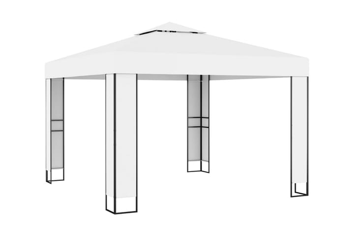 Paviljong med dubbeltak 3x3 m vit - Vit - Utemöbler & utemiljö - Solskydd - Paviljong