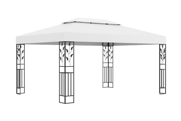 Paviljong med dubbeltak och ljusslinga LED 3x4 m vit - Vit - Utemöbler & utemiljö - Solskydd - Paviljong - Komplett paviljong