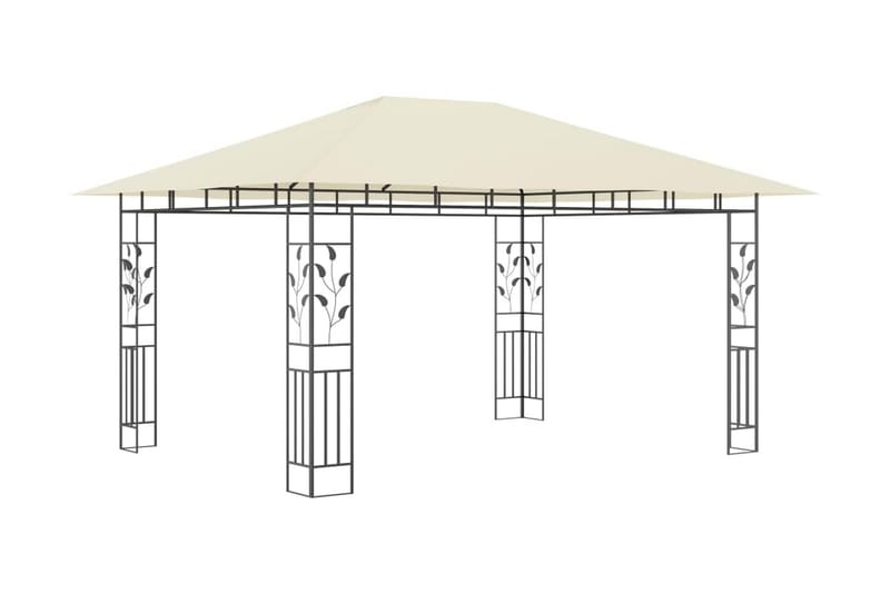 Paviljong med myggnät 4x3x2,73 m gräddvit 180 g/m² - Vit - Utemöbler & utemiljö - Solskydd - Paviljong - Komplett paviljong