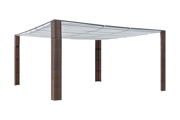 Paviljong med tak konstrotting 400x400x200 cm brun och grädd - Brun - Utemöbler & utemiljö - Solskydd - Paviljong - Komplett paviljong