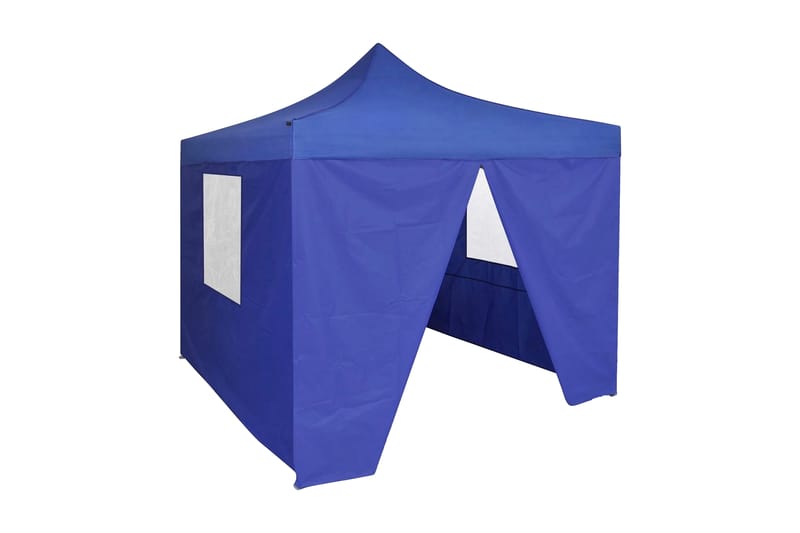 Blått hopfällbart tält 3x3 m med 4 väggar - Blå - Utemöbler & utemiljö - Solskydd - Paviljong - Paviljongtak