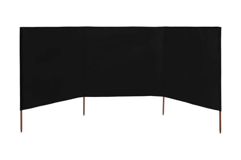 Vindskydd 3 paneler tyg 400x80 cm svart - Svart - Utemöbler & utemiljö - Solskydd - Insynsskydd & vindskydd