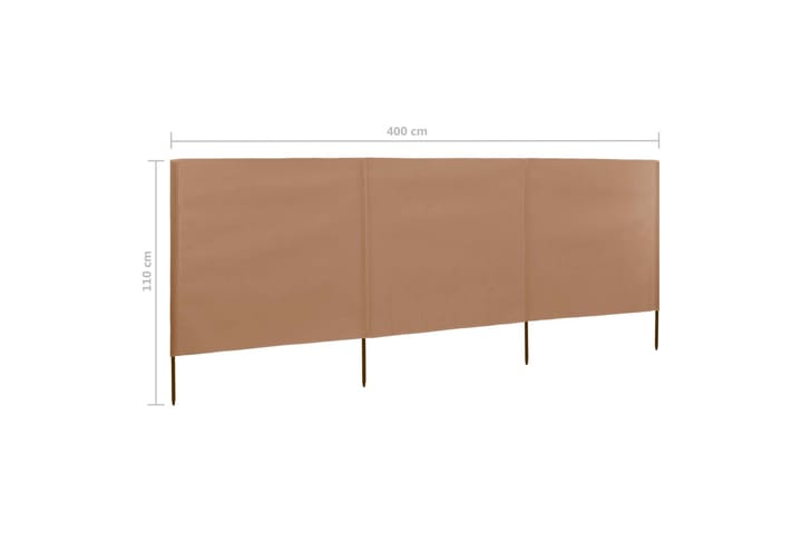 Vindskydd 3 paneler tyg 400x80 cm taupe - Brun - Utemöbler & utemiljö - Solskydd - Insynsskydd & vindskydd