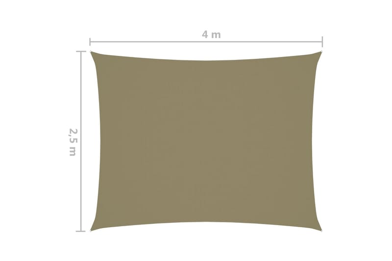 Solsegel oxfordtyg rektangulärt 2,5x4 m beige - Beige - Utemöbler & utemiljö - Solskydd - Solsegel