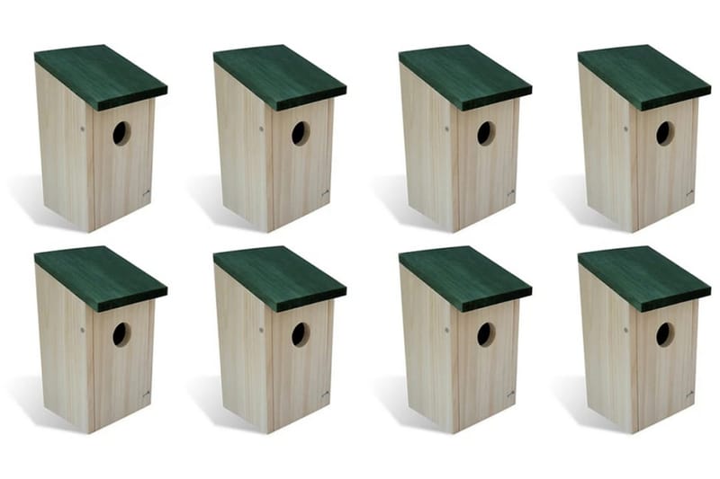Fågelholkar 8 st trä 12x12x22 cm - Beige - Utemöbler & utemiljö - Trädgårdsdekoration & utemiljö - Fågelmatare & fågelholk