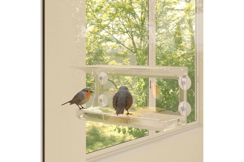 Fågelmatare för fönster 2 st akryl 30x12x15 cm - Transparent - Utemöbler & utemiljö - Trädgårdsdekoration & utemiljö - Fågelmatare & fågelholk