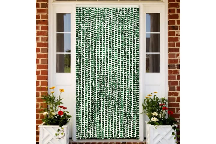 Insektsdraperi grön och vit 56x185 cm chenille