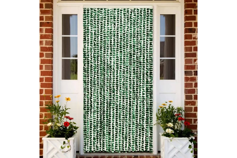 Insektsdraperi grön och vit 90x220 cm chenille - Grön - Textil & mattor - Gardiner - Gardinlängder - Kanallängd