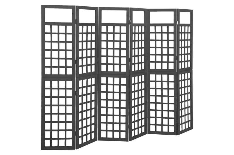 Rumsavdelare/Spaljé 6 paneler massiv gran svart 242,5x180 cm - Svart - Utemöbler & utemiljö - Trädgårdsdekoration & utemiljö - Spaljé