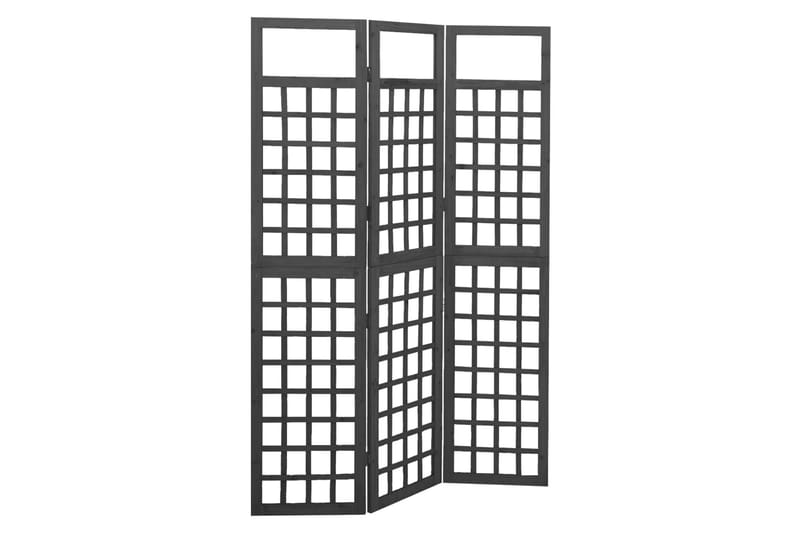 Rumsavdelare/Spaljé 3 paneler massiv gran svart 121x180 cm - Svart - Utemöbler & utemiljö - Trädgårdsdekoration & utemiljö - Spalje