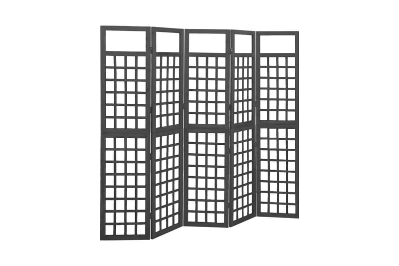 Rumsavdelare/Spaljé 5 paneler massiv gran svart 201,5x180 cm - Svart - Utemöbler & utemiljö - Trädgårdsdekoration & utemiljö - Spalje