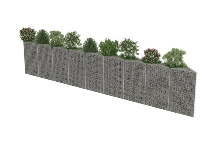 Gabionmur i galvaniserat stål 630x30x100 cm - Silver - Utemöbler & utemiljö - Trädgårdsdekoration & utemiljö - Staket & grind