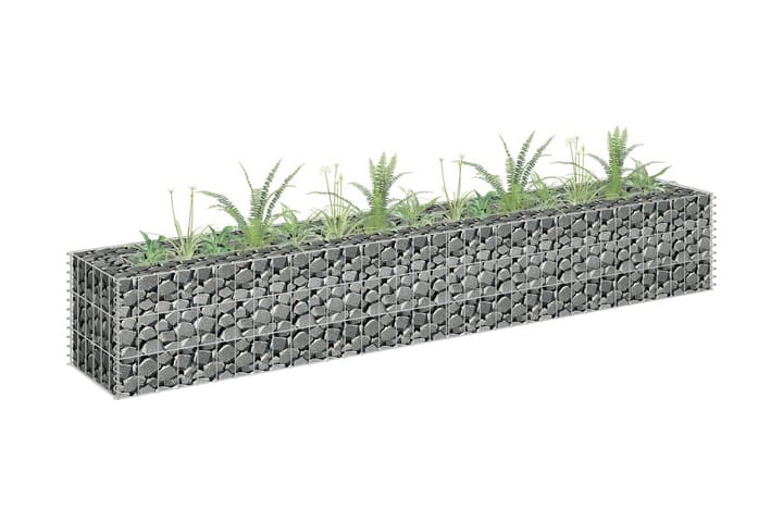 Planteringsgabion upphöjd galvaniserat stål 180x30x30 cm - Silver - Utemöbler & utemiljö - Trädgårdsdekoration & utemiljö - Staket & grind