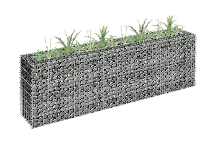 Planteringsgabion upphöjd galvaniserat stål 180x30x60 cm - Silver - Förvaring - Hylla - Hörnhylla