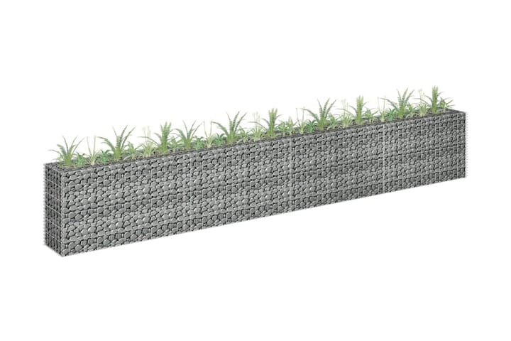 Planteringsgabion upphöjd galvaniserat stål 360x30x60 cm - Silver - Utemöbler & utemiljö - Trädgårdsdekoration & utemiljö - Staket & grind