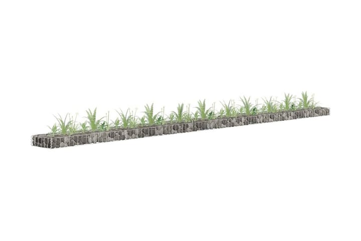 Planteringsgabion upphöjd galvaniserat stål 450x30x10 cm - Silver - Utemöbler & utemiljö - Trädgårdsdekoration & utemiljö - Staket & grind