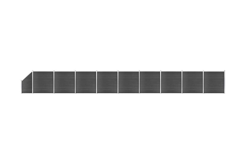Staketpaneler WPC 1657x(105-186) cm svart - Svart - Utemöbler & utemiljö - Trädgårdsdekoration & utemiljö - Staket & grind