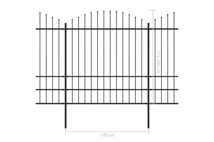 Trädgårdsstaket med spjuttopp stål (1,75-2)x11,9 m svart - Svart - Utemöbler & utemiljö - Trädgårdsdekoration & utemiljö - Staket & grind
