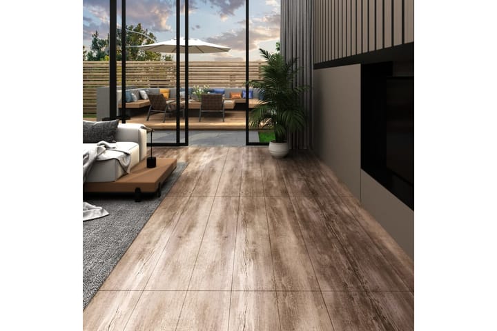 Självhäftande PVC-golvplankor 5,21 m² 2 mm kalkfärgat trä - Brun - Utemöbler & utemiljö - Trädgårdsdekoration & utemiljö - Trall