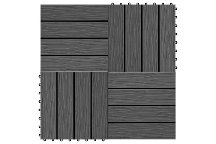Trall 11 st djupt mönster WPC 30x30 cm 1 kvm svart - Svart - Utemöbler & utemiljö - Balkong & altan - Balkonggolv - Trall balkong