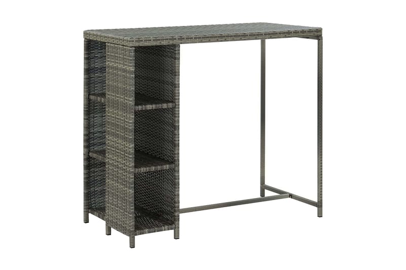 Barbord med förvaringshyllor grå 120x60x110 cm konstrotting - Grå - Möbler - Bord & matgrupp - Barbord & ståbord
