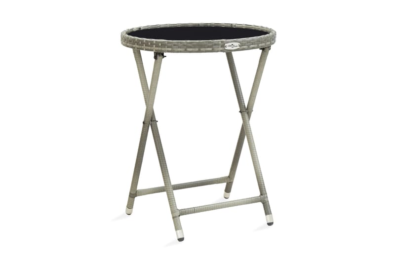 Tebord grå 60 cm konstrotting och härdat glas - Grå - Utemöbler & utemiljö - Utebord & trädgårdsbord - Cafébord