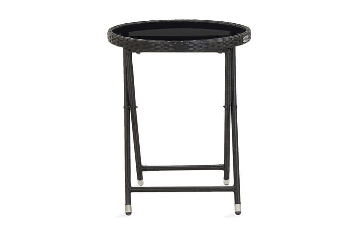 Tebord svart 60 cm konstrotting och härdat glas - Svart - Utemöbler & utemiljö - Utebord & trädgårdsbord - Cafébord