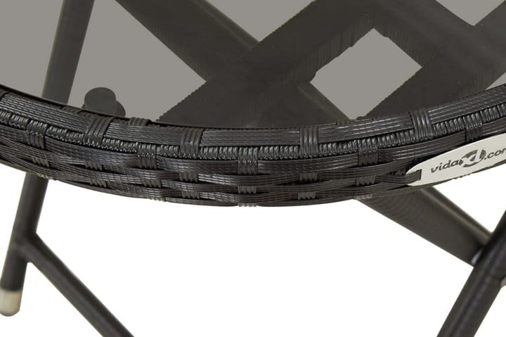 Tebord svart 60 cm konstrotting och härdat glas - Svart - Utemöbler & utemiljö - Utebord & trädgårdsbord - Cafébord