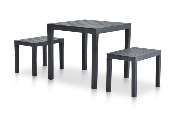 Trädgårdsbord med 2 bänkar plast antracit - Grå - Utemöbler & utemiljö - Utebord & trädgårdsbord - Cafébord