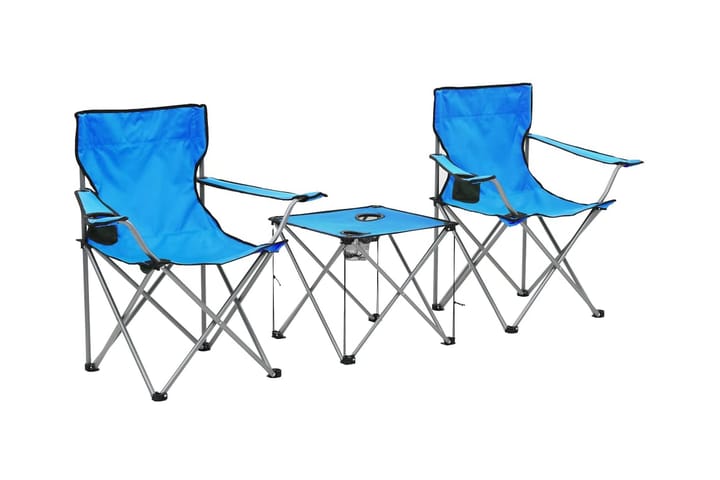 Campingbord och stolar 3 delar blå - Blå - Utemöbler & utemiljö - Utebord & trädgårdsbord - Campingbord