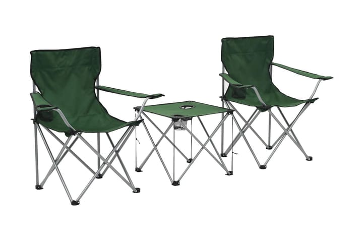 Campingbord och stolar 3 delar grön - Grön - Utemöbler & utemiljö - Utebord & trädgårdsbord - Campingbord
